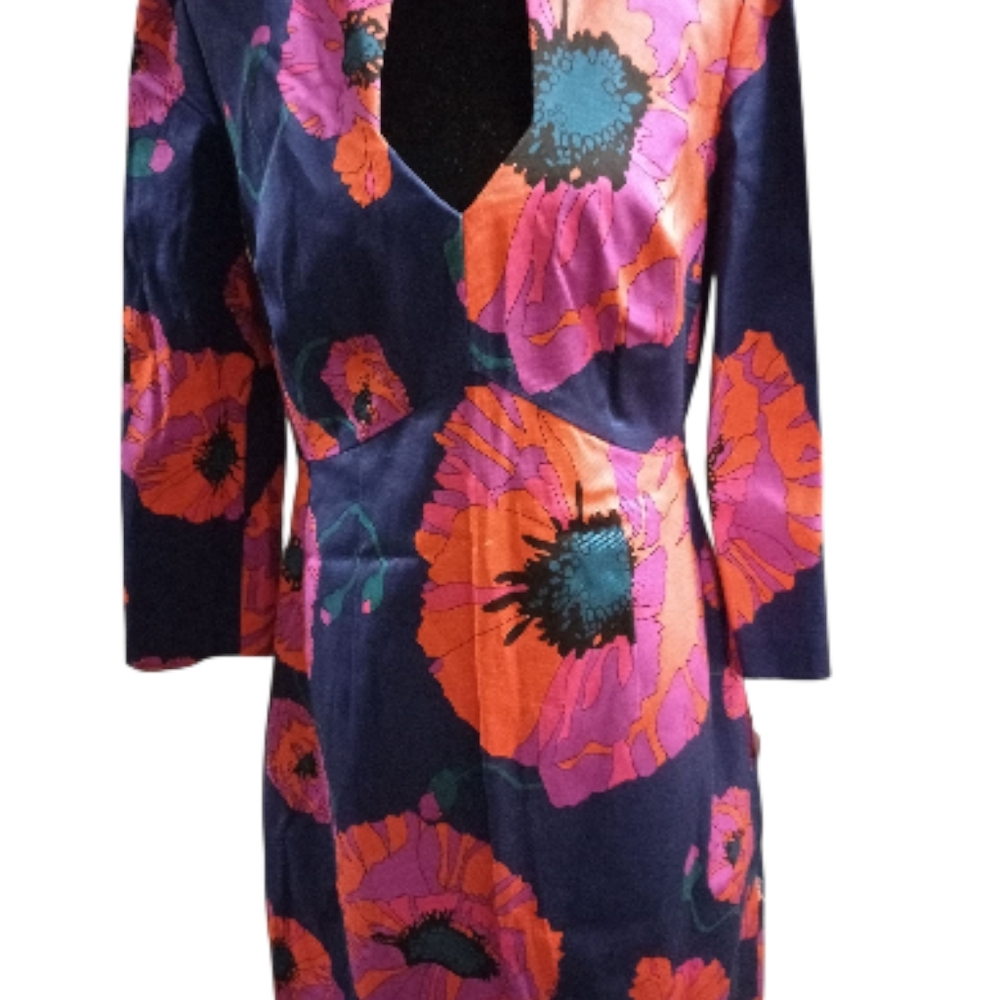 Trina Turk Floral Dress with Vivid Poppy Print, Beautiful! Full Slip Dress, NWT